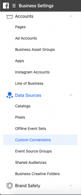 Custom Conversions for Facebook ads