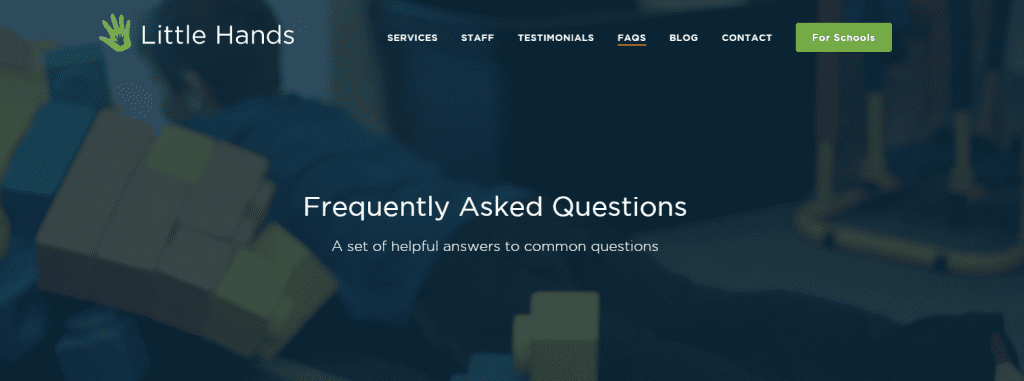 FAQ section and multiple landing pages