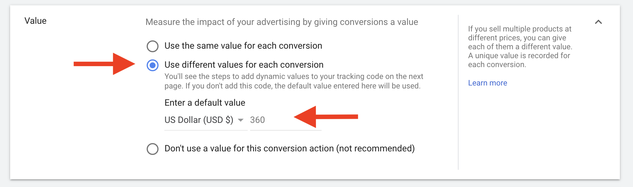 25 Assigning a price to the conversion